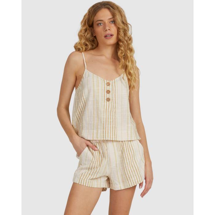 【★百貨店SALE★6/11十二時2時迄】下唇長い巻き毛 Rip Curl 【 Womens Classic Surf Stripe Walk Shorts Womens Tan 】 レディース 古典派音楽 Stripe 縞模様 ウォーク さる股引き レディース