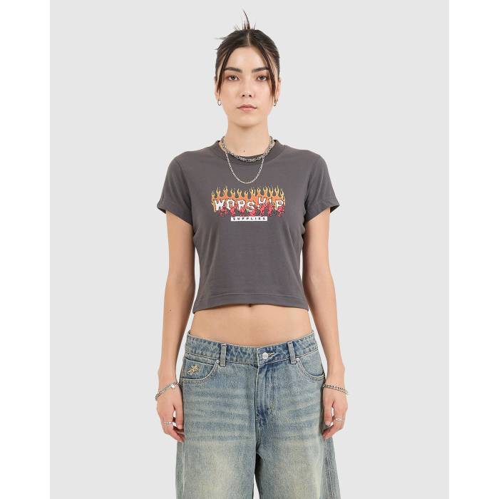Worship 【 Womens Hot Potato Teeny T-Shirt Womens Black 】 レディース Tシャツ レディース 黒色 ブラック