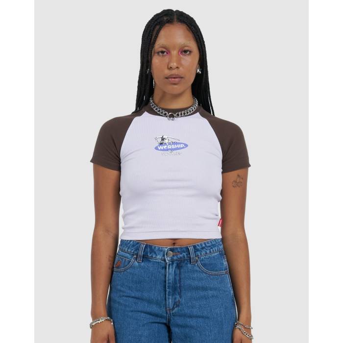 Worship 【 Womens Offerings Slim Raglan T-Shirt Womens Orchid Hush 】 レディース slim スリム Raglan ラグラン Tシャツ レディース