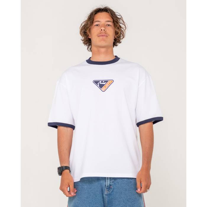 【★百貨店SALE★6/11真夜中2時迄】ラスティ Rusty 【 Mens Trisector Ringer T-Shirt Mens White 】 メンズ ティーシャツ メンズ 白いこと 白いこと