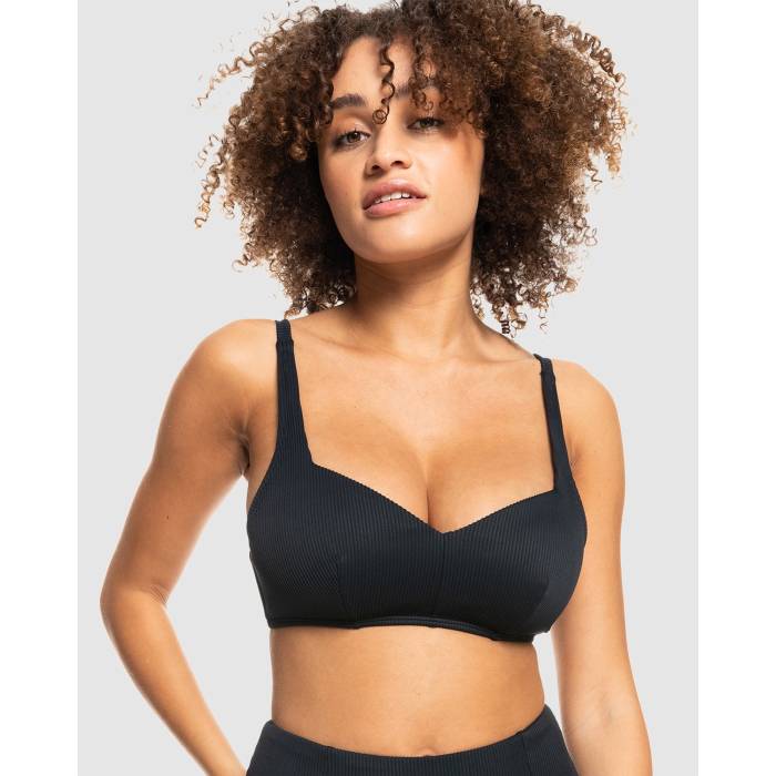 【★百貨店SALE★6/11真夜中2時迄】ロキシー Roxy 【 Womens Rib  Love The Sun Ray Bikini Top Womens Anthracite 】 レディース レディース