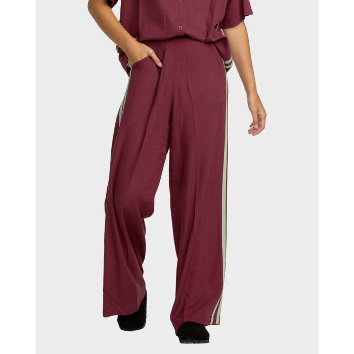 ルーカ Rvca 【 Womens Syd Stripe Elastic Waist Pants Womens Wine 】 レディース Stripe ストライプ レディース
