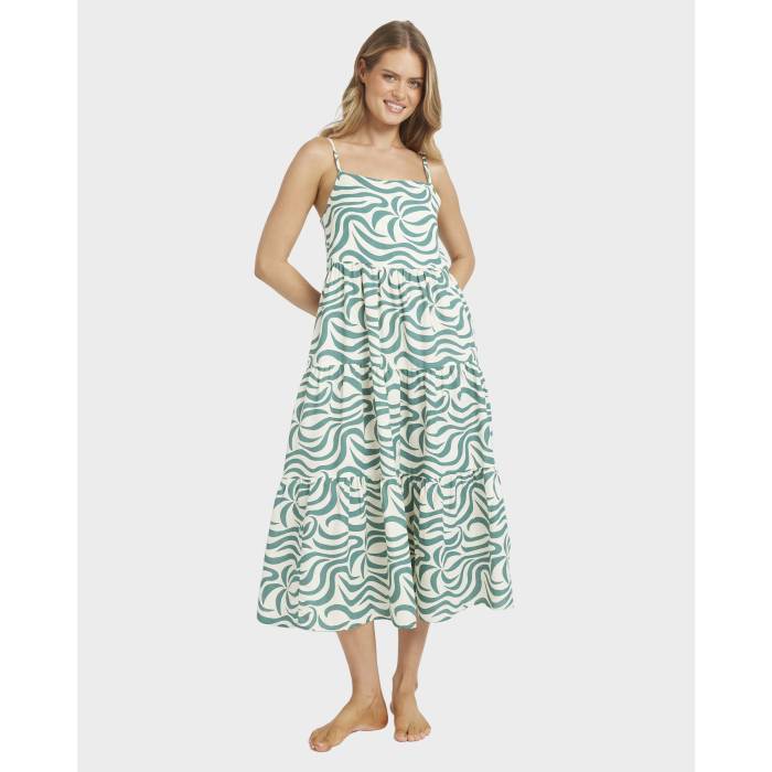 【★百貨店SALE★6/11真夜中2時迄】散らし広告ボン Billabong 【 Womens All The Waves Maxi Dress Womens Evergreen 】 レディース 御召しもの レディース