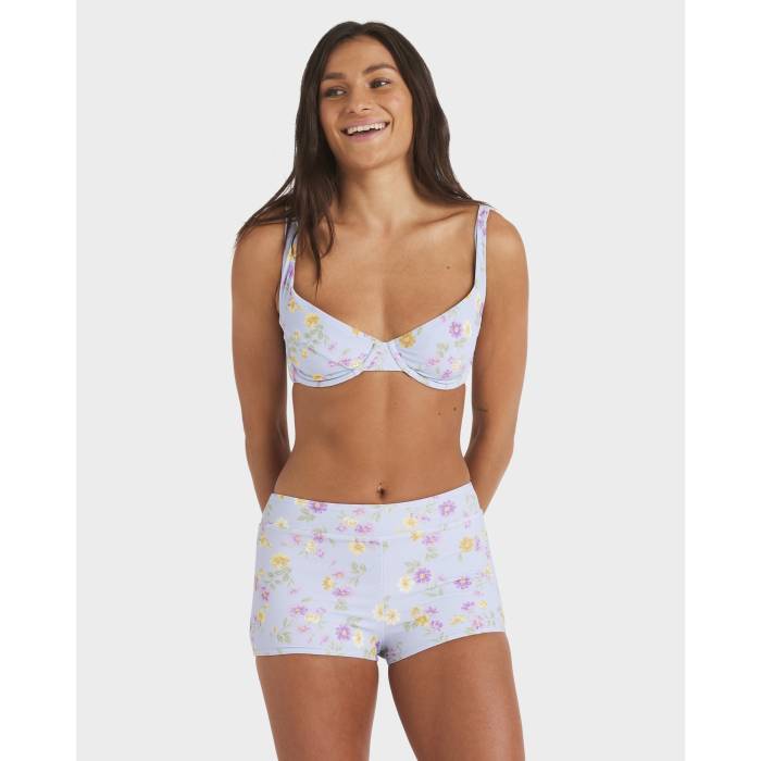 ロキシー Roxy 【 Womens Wildflower High Waist Bikini Bottom Womens Misty Blue 】 レディース ハイ ズボン ボトムス レディース 青色 ブルー｜スニケス