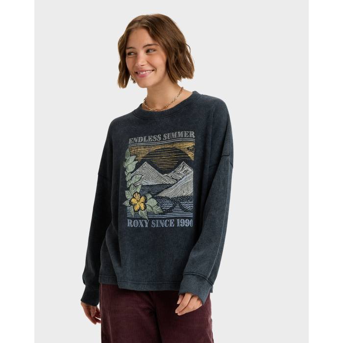 ロキシー Roxy 【 Womens Eastside Midweight Crew Neck Womens Anthracite 】 レディース クルー レディース