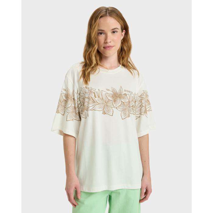 ロキシー Roxy 【 Womens Hangloose Place T-Shirt Womens Egret 】 レディース Tシャツ レディース