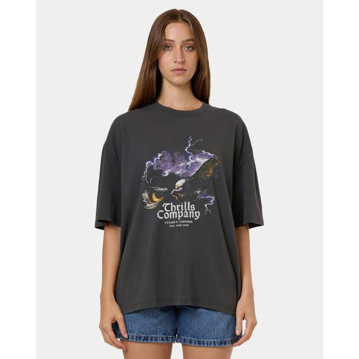 Thrills 【 Womens Flght Risk Oversized T-Shirt Womens Black 】 レディース Tシャツ レディース 黒色 ブラック