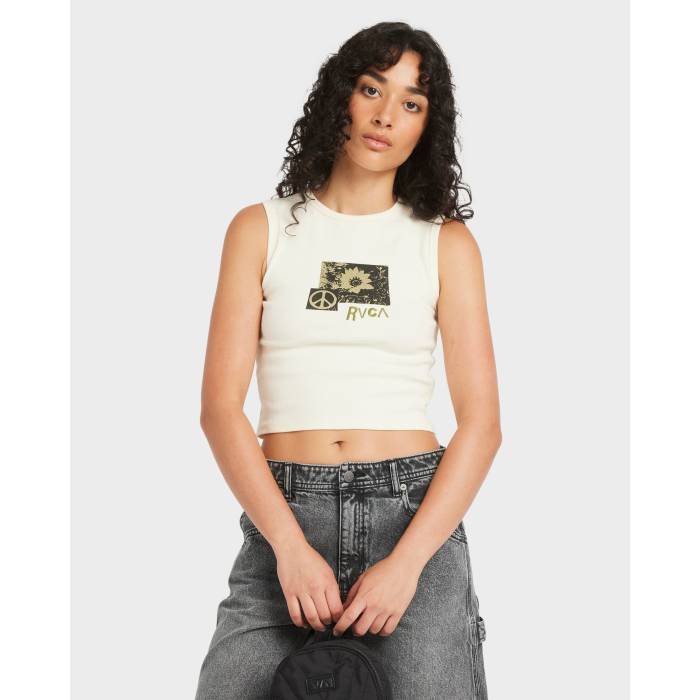 【★百貨店SALE★6/11十二時2時迄】ルーカ Rvca 【 Womens Garden Classic Tank Top Womens Antique White 】 レディース 古典派音楽 貯蔵タンクいの一番 レディース 白いこと 白いこと