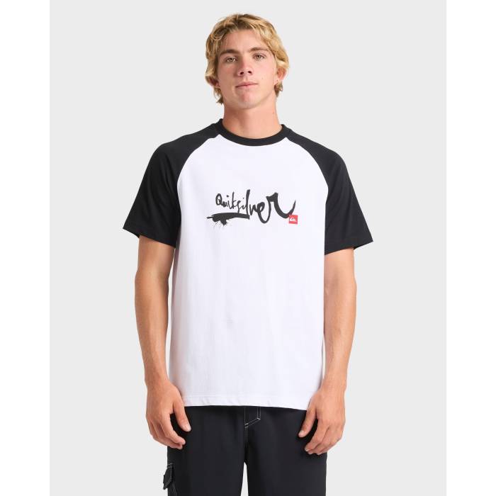 【★百貨店SALE★6/11真夜中2時迄】クイックしろがね色 Quiksilver 【 Mens Impaired Raglan T-Shirt Mens White 】 メンズ Raglan ラグラン ティーシャツ メンズ 白いこと 白いこと