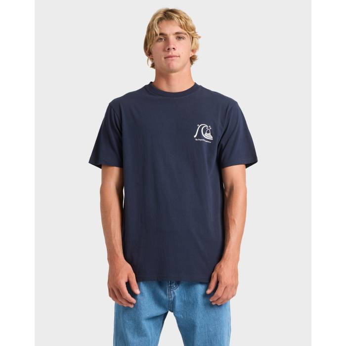 【★百貨店SALE★6/11真夜中2時迄】クイックしろがね色 Quiksilver 【 Mens Og Boardshort Co T-Shirt Mens Dark Navy 】 メンズ ティーシャツ メンズ 紺色 米国海軍