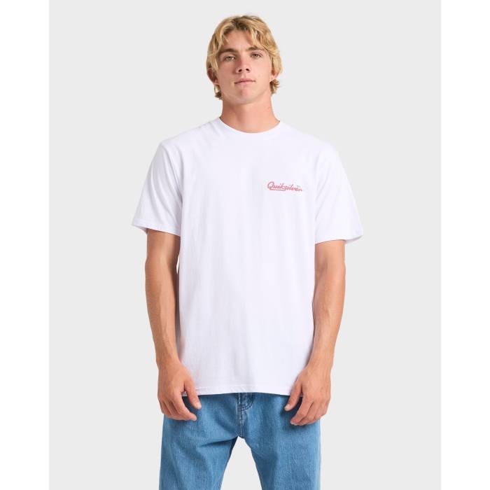 【★百貨店SALE★6/11真夜中2時迄】クイックしろがね色 Quiksilver 【 Mens Tropic Pastimes T-Shirt Mens White 】 メンズ ティーシャツ メンズ 白いこと 白いこと