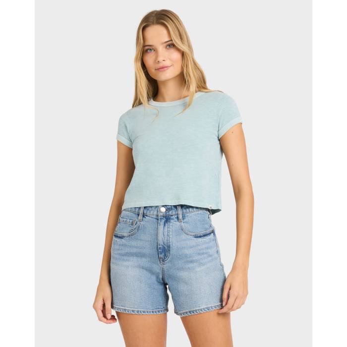 ビラボン Billabong 【 Womens Daily T-Shirt Womens Mineral Blue 】 レディース Tシャツ レディース 青色 ブルー
