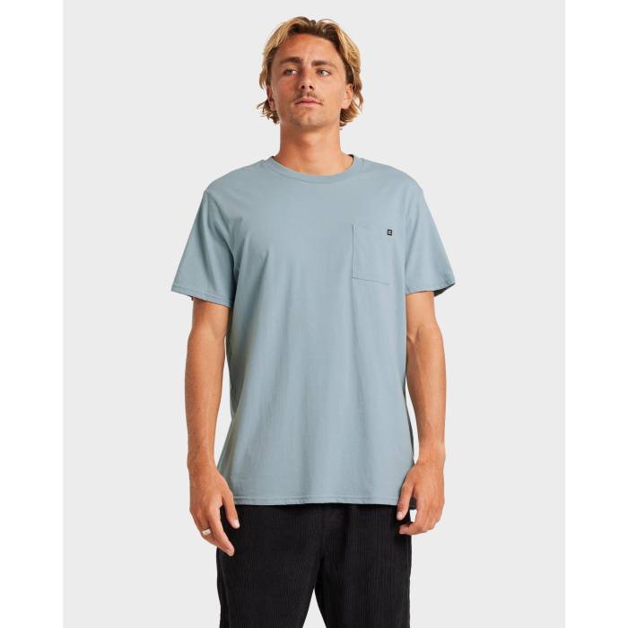 【★百貨店SALE★6/11真夜中2時迄】散らし広告ボン Billabong 【 Mens Premium Pocket T-Shirt Mens Dusty Blue 】 メンズ Premium 割り増し金 ティーシャツ メンズ 青碧 青碧