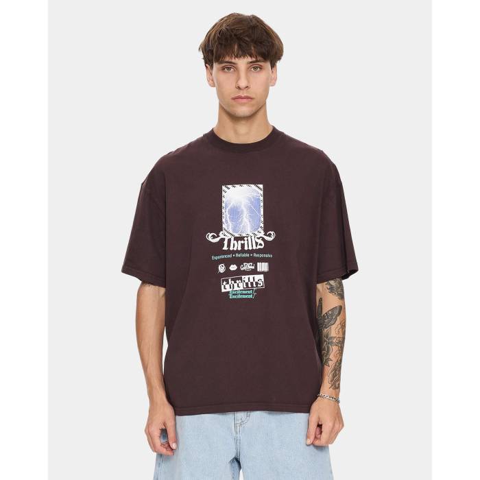 Thrills 【 Mens Excitement Excitement Oversized T-Shirt Mens Black 】 メンズ Tシャツ メンズ 黒色 ブラック｜スニケス