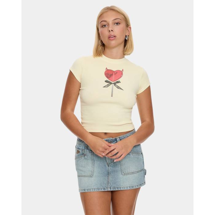 Worship 【 Womens Sucks To Be You Cap Sleeve T-Shirt Womens Lemon Icing 】 レディース キャップ 帽子 Sleeve スリーブ Tシャツ レディース