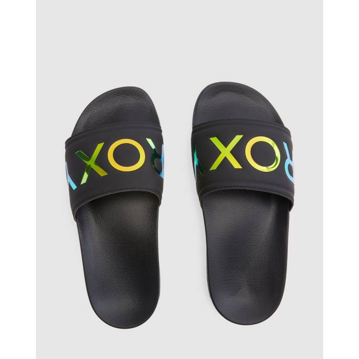 ロキシー Roxy 【 Womens Slippy Ii Slides Womens Black/Fluorescent 】 レディース レディース 黒色 ブラック