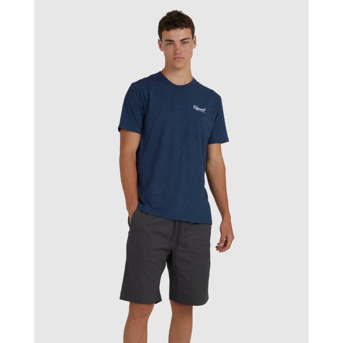 【★百貨店SALE★6/11真夜中2時迄】下唇長い巻き毛 Rip Curl 【 Mens Easy Embroided T-Shirt Mens Navy Marle 】 メンズ ティーシャツ メンズ 紺色 米国海軍