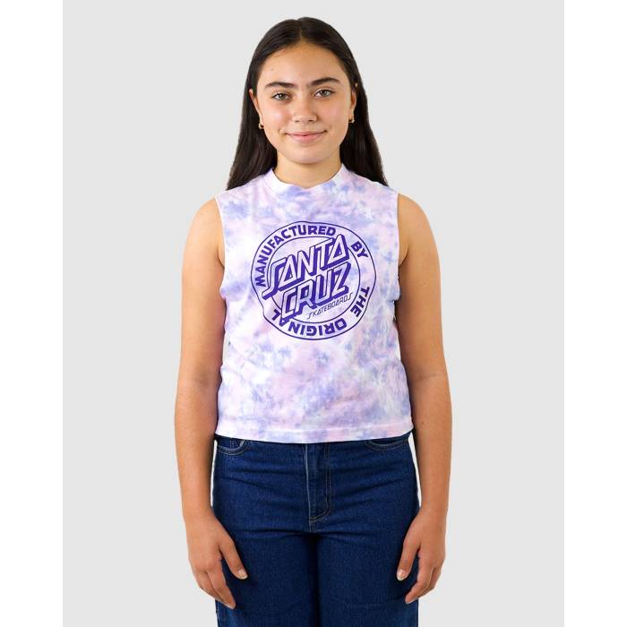 サンタ船路 Santa Cruz 【 Girls 8-16 Mfg Dot Mono Front Muscle Tank Girls Pale Pink Tie Dye 】 貯蔵タンクいの一番 お坊っちゃん キッズ pink サクラ色 タイ