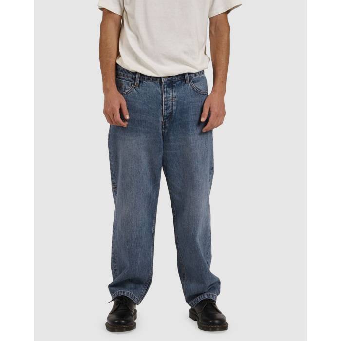 【★百貨店SALE★6/11真夜中2時迄】Thrills 【 Mens Big Slacker Denim Jeans Mens Weathered Blue 】 メンズ ジーンズ デニム メンズ 青碧 青碧