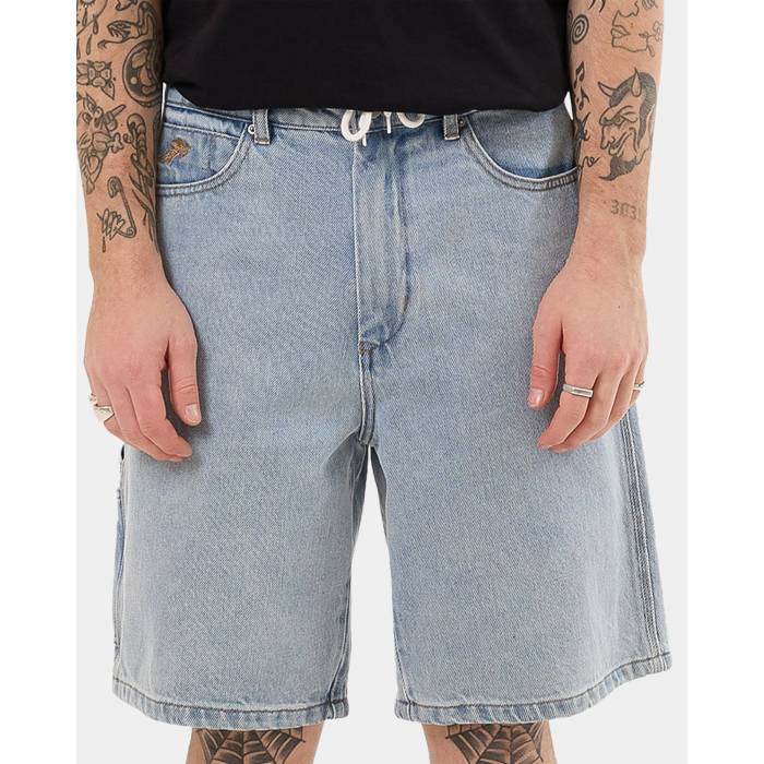 Worship 【 Mens Doom Carpenter Short Mens Bull Denim Blew Dus 】 メンズ メンズ デニム