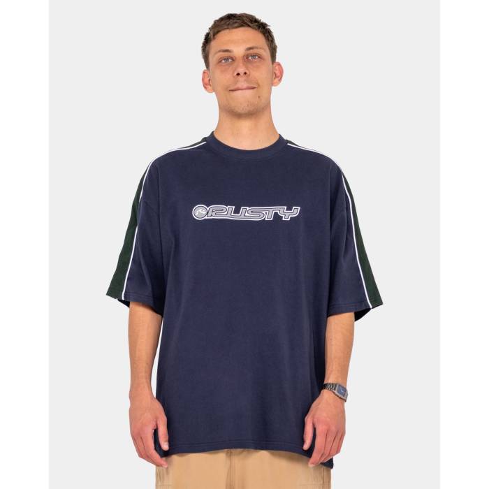 ラスティ Rusty 【 Mens Alonso Short Sleeve T-Shirt Mens Navy Blue 】 メンズ Sleeve スリーブ Tシャツ メンズ 紺色 ネイビー 青色 ブルー