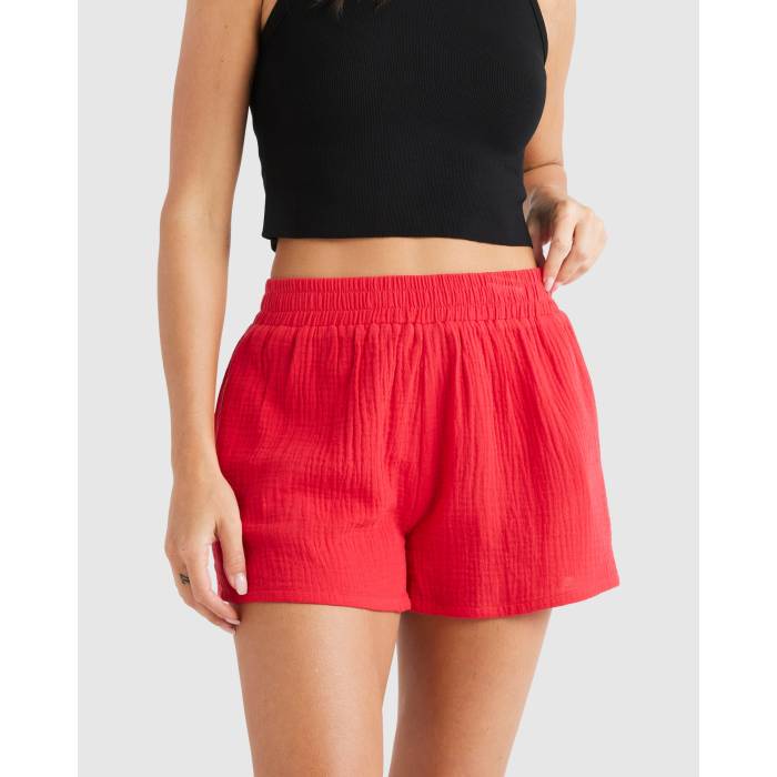 【★百貨店SALE★6/11真夜中2時迄】Nunui 【 Womens Palmy Elastic Waist Shorts Womens Red 】 レディース さる股引き レディース Red 赤・赤いこと