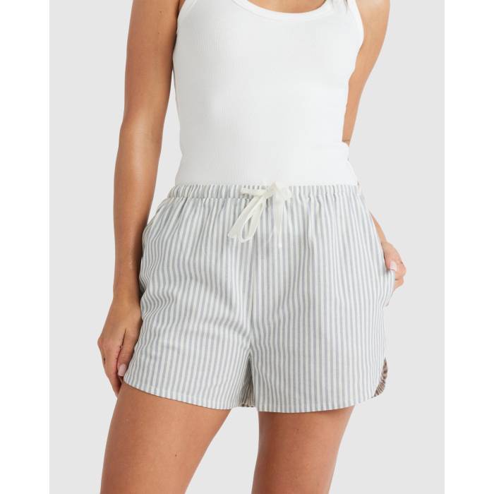 Nunui 【 Womens Slider Stripe Elastic Waist Shorts Womens Blue Stripe 】 レディース Stripe 縞模様 さる股引き レディース 青味 青み Stripe 縞模様