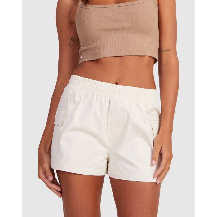【★百貨店SALE★6/11真夜中2時迄】Nunui 【 Womens Pockets Elastic Waist Shorts Womens Stone 】 レディース さる股引き レディース