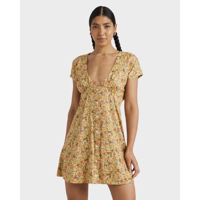ルーカ Rvca 【 Womens Impression Understated Mini Dress Womens Honey Gold 】 レディース 御召しもの レディース お前さん ゴールド