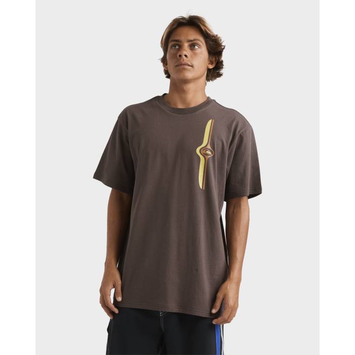 【★百貨店SALE★6/11十二時2時迄】クイックしろがね色 Quiksilver 【 Mens Stringer Band T-Shirt Mens Chocolate Brown 】 メンズ プルオーバー メンズ 赤銅色 赤銅色