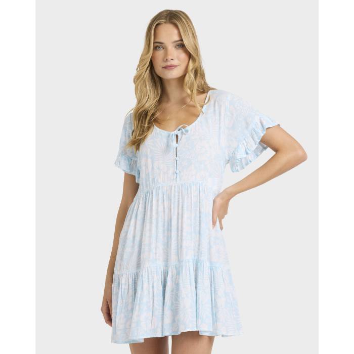 【★百貨店SALE★6/11真夜中2時迄】散らし広告ボン Billabong 【 Womens Off Tropic Tier Mini Dress Womens Sky Blue 】 レディース 御召しもの レディース 天の原 青碧 青碧