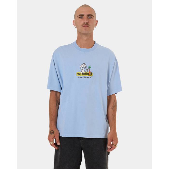 Worship 【 Mens Home Grown Oversized T-Shirt Mens Blue 】 メンズ Tシャツ メンズ 青色 ブルー
