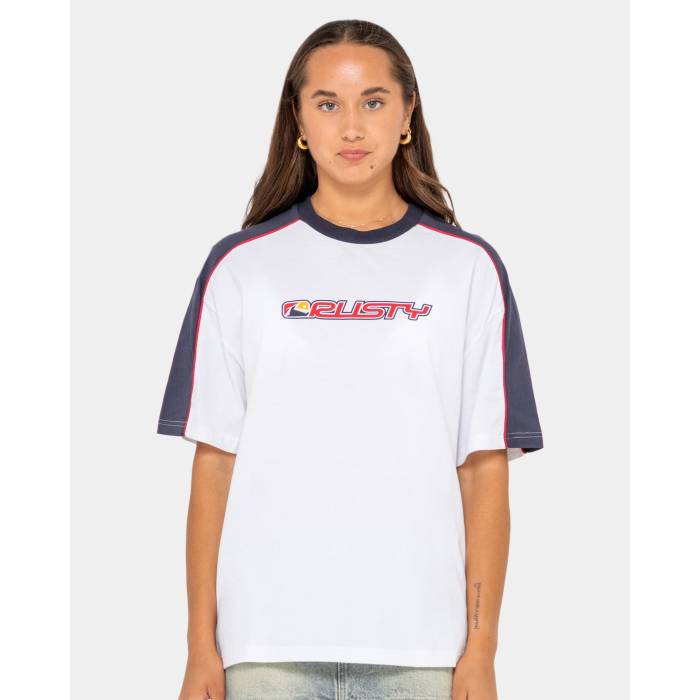 ラスティ Rusty 【 Womens Archived Shooter Oversized T-Shirt Womens White 】 レディース Tシャツ レディース 白色 ホワイト