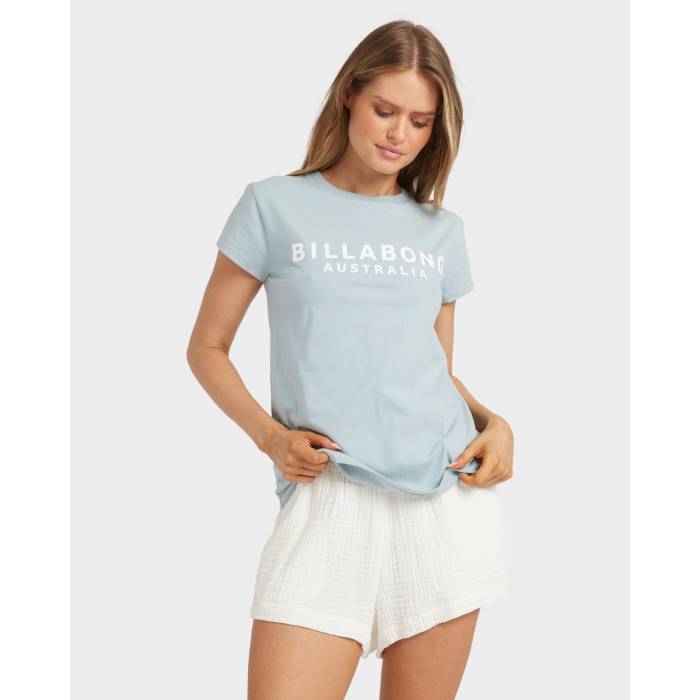 散らし広告ボン Billabong 【 Womens Society T-Shirt Womens Mineral Blue 】 レディース お付き合い プルオーバー レディース 青味 青み