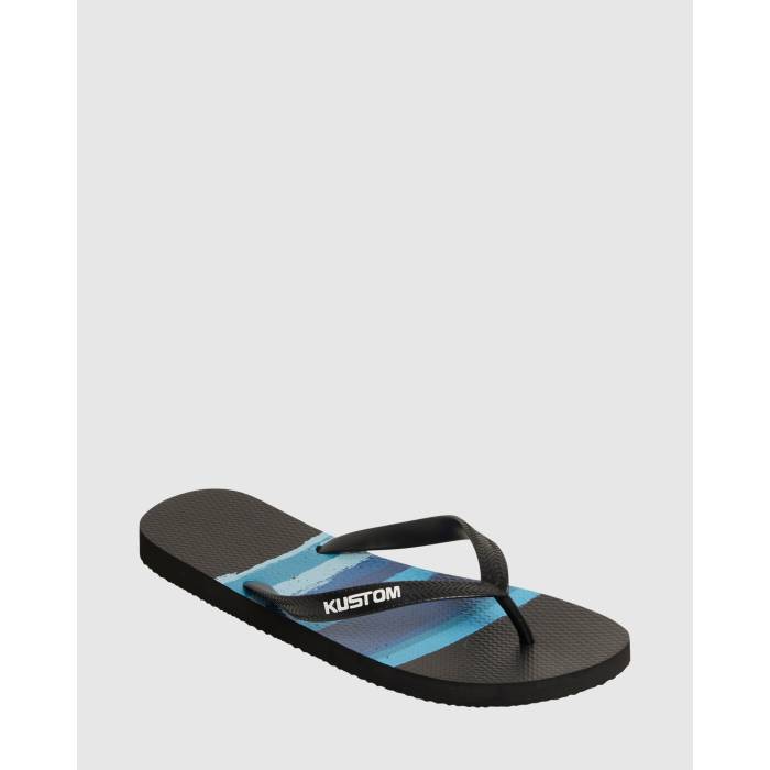 Kustom 【 Mens Blend Base Thongs Mens Blue Stripes 】 メンズ メンズ 青碧 青色 靴-ビーチサンダル