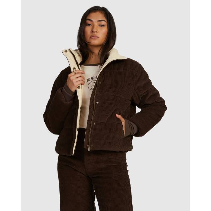 【★百貨店SALE★6/11真夜中2時迄】ルーカ Rvca 【 Womens Eezeh Puffer Jacket Womens Coffee 】 レディース Jacket 上衣 レディース