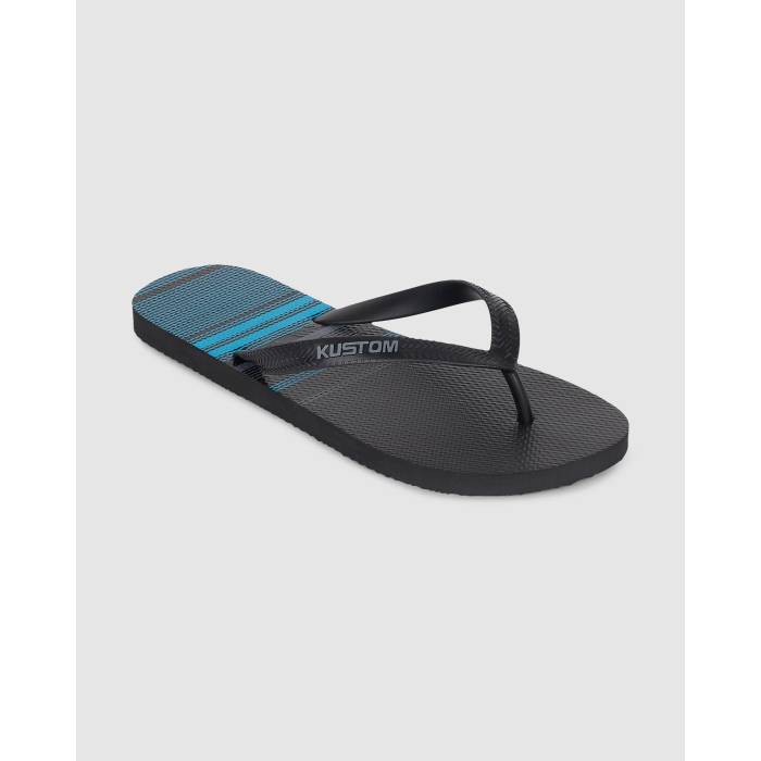 Kustom 【 Mens Blend Base Stripes Thongs Mens Blue Stripes 】 メンズ メンズ 青色 ブルー