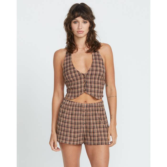 ボルコム Volcom 【 Womens Whats Ur Damage Elastic Waist Shorts Womens Chocolate 】 レディース さる股引き レディース