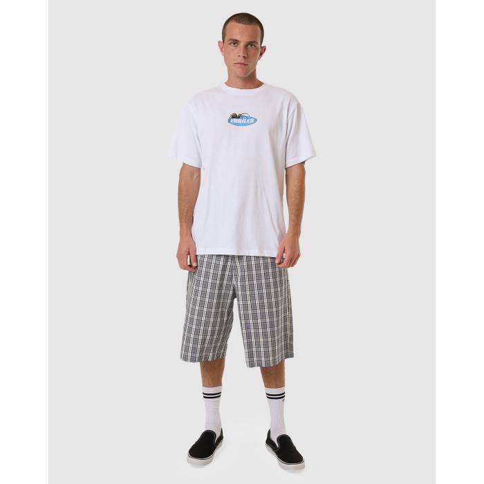 【★百貨店SALE★6/11真夜中2時迄】Thrills 【 Mens Trust In Us Merch Fit T-Shirt Mens White 】 メンズ 企業連合 ティーシャツ メンズ 白いこと 白いこと