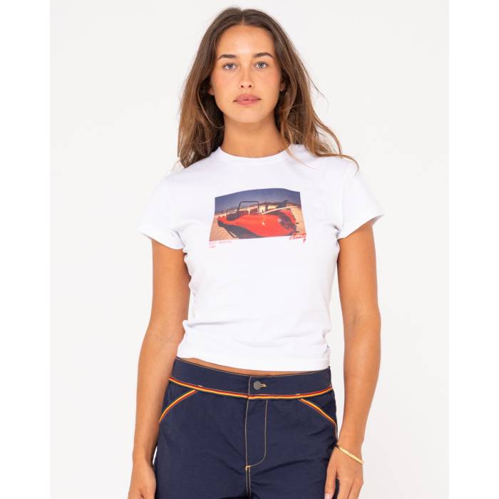 ラスティ Rusty 【 Womens Road Trip Short Sleeve Skimmer T-Shirt Womens White 】 レディース Sleeve スリーブ Tシャツ レディース 白色 ホワイト