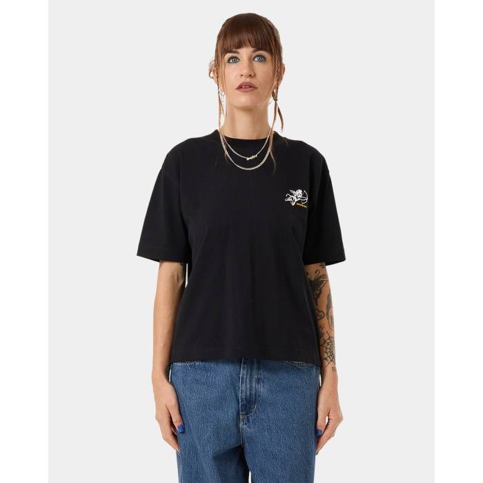 Worship 【 Womens Cherub Regular Fit T-Shirt Womens Standard Black 】 レディース Tシャツ レディース standard スタンダード 黒色 ブラック