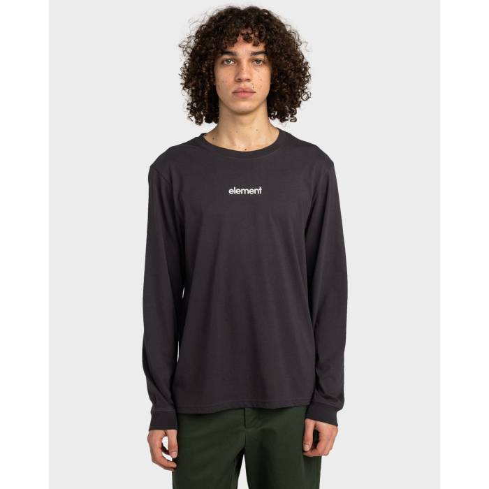 【★百貨店SALE★6/11真夜中2時迄】化学元素 Element 【 Mens Simple Logo Long Sleeve T-Shirt Mens Off Black 】 メンズ ロゴタイプ Sleeve 衣袂 ティーシャツ メンズ 黒いこと 黒いこと