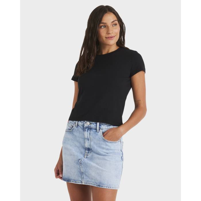 ロキシー Roxy 【 Womens Base Rib Crew Neck T-Shirt Womens Anthracite 】 レディース クルー Tシャツ レディース