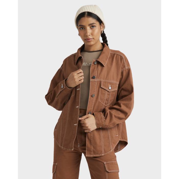 ルーカ Rvca 【 Womens Indie Twill Casual Jacket Womens Rawhide 】 レディース 心地好い Jacket 上衣 レディース