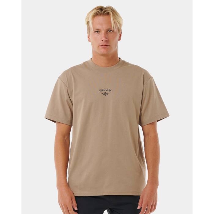 【★百貨店SALE★6/11十二時2時迄】下唇長い巻き毛 Rip Curl 【 Mens Vaporcool Diamond T-Shirt Mens Sand Dune 】 メンズ 金剛石 プルオーバー メンズ 砂色・沙子