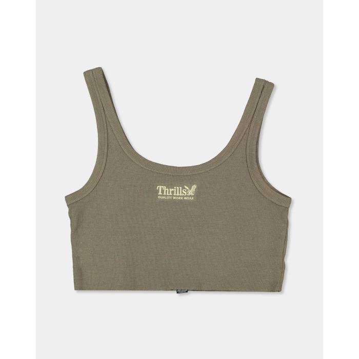 【★百貨店SALE★6/11真夜中2時迄】Thrills 【 Womens  Workwear Retro Crop Tank Top Womens Tarmac 】 レディース レトロ Crop クロップ 貯蔵タンクとっ始め レディース