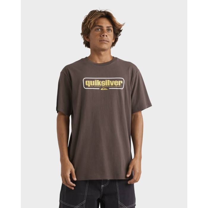 【★百貨店SALE★6/11十二時2時迄】クイックしろがね色 Quiksilver 【 Mens Retro Box T-Shirt Mens Chocolate Brown 】 メンズ レトロ ボックス席 プルオーバー メンズ 赤銅色 赤銅色