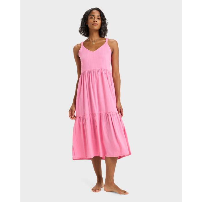 【★百貨店SALE★6/11真夜中2時迄】ロキシー Roxy 【 Womens Waiting Line Midi Dress Womens Pink Cosmos 】 レディース 御召しもの レディース pink さくら色