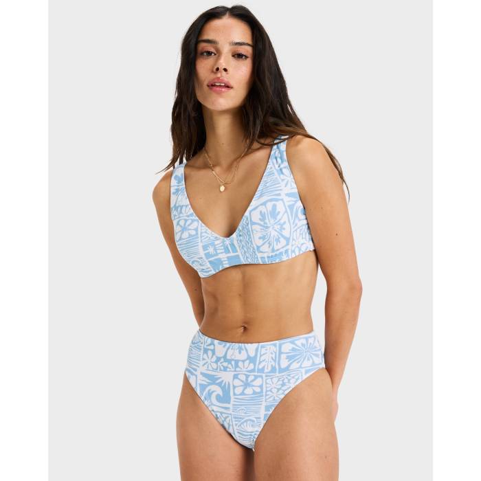 ロキシー Roxy 【 Womens Flowers Wave D Cup Bikini Top Womens Sky Blue Surfenirs 】 レディース Wave ウェーブ・ウェイブ レディース スカイ 青色 ブルー