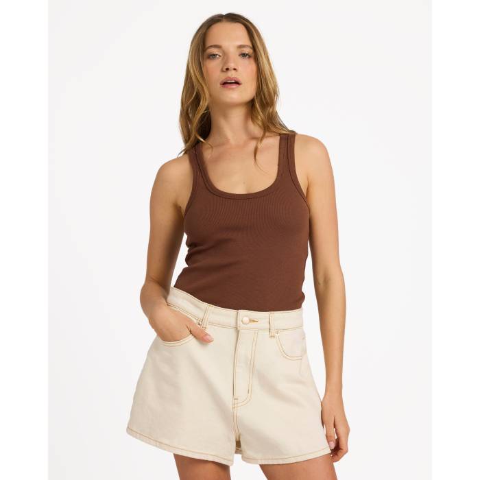 【★百貨店SALE★6/11十二時2時迄】ロキシー Roxy 【 Womens Base Rib Tank Top Womens Coffee 】 レディース 貯蔵タンクいの一番 レディース